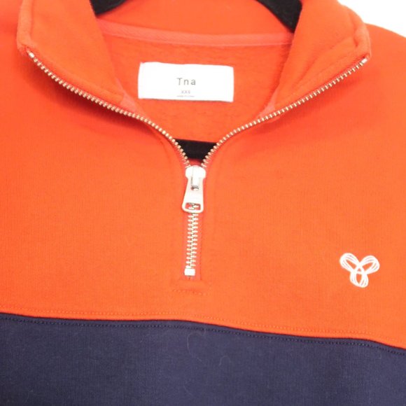 Aritzia TNA Red + Navy Quarter-zip Sweater XS - Picture 2 of 3
